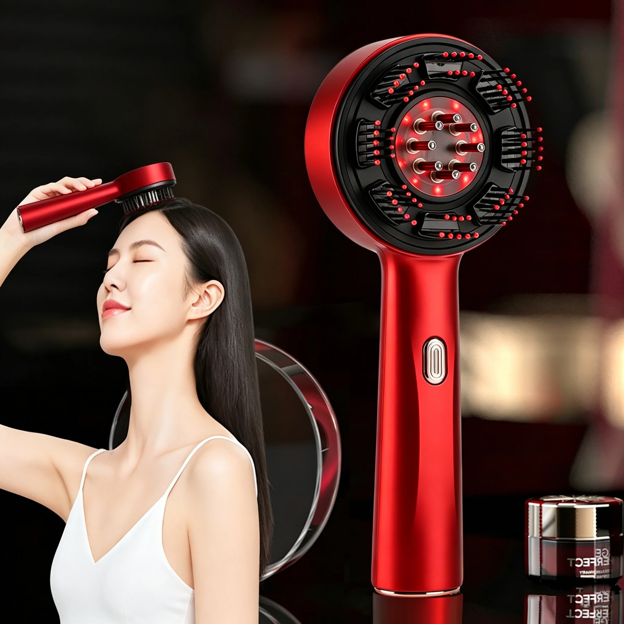 Hair Care Growth - 電動マッサージコーム ポータブル毛包コーム 頭皮オイル液塗布器 振動ヘッドマッサージャー 育毛ケア 脱毛防止ケア