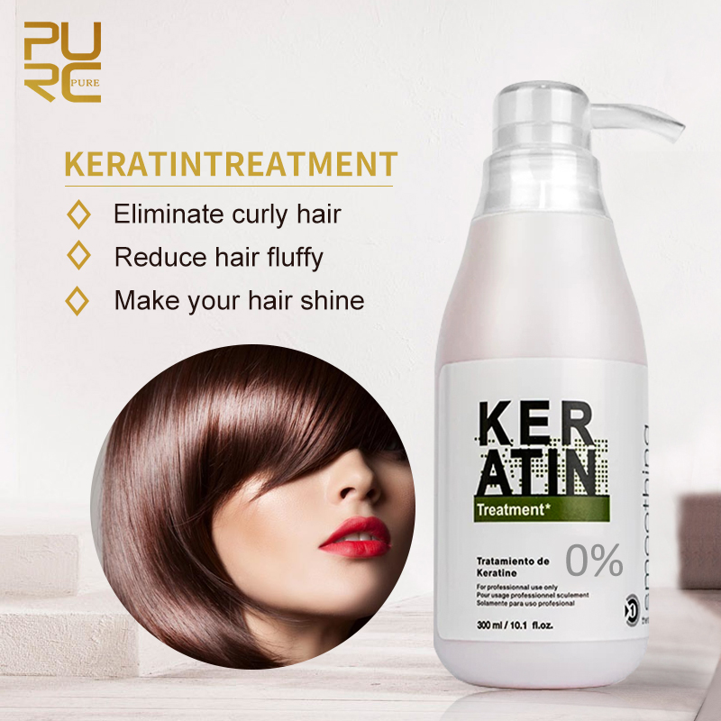 Hair Care Keratin Shampoo - Purc-ブラジリアンカーケラチンヘアトリートメントスプレー,フォルタリン,カーリー,スムージング,製品,0%, 5%, 8%, 12%, 300ml