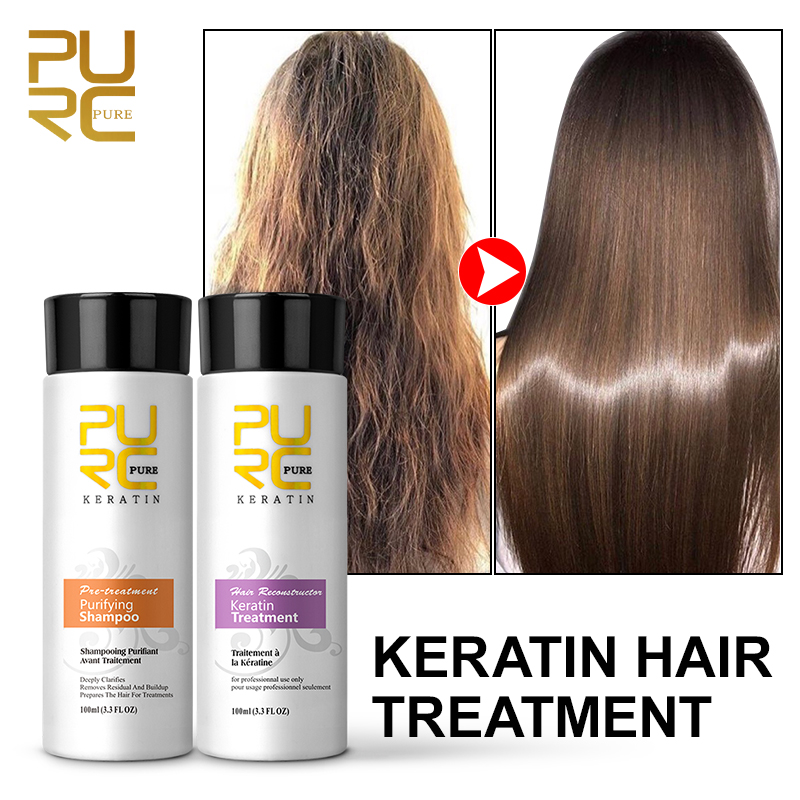 Hair Care Keratin Shampoo - PURC ブラジル産ケラチンヘアトリートメント カーリーダメージヘア用 ストレートニング スムージング スカルプトリートメント