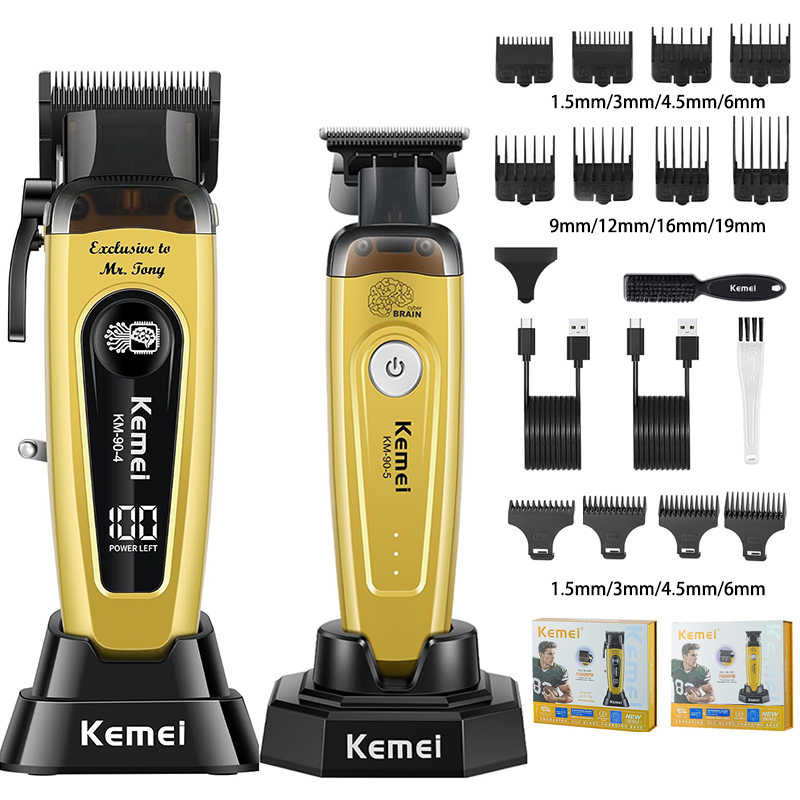 Hair Care Works - KEMEI メンズヘアトリマー、コードレスプロフェッショナルバリカン、ヒゲトリマー、理髪ケアキット、ヘアカットマシン、11,501 RPM、