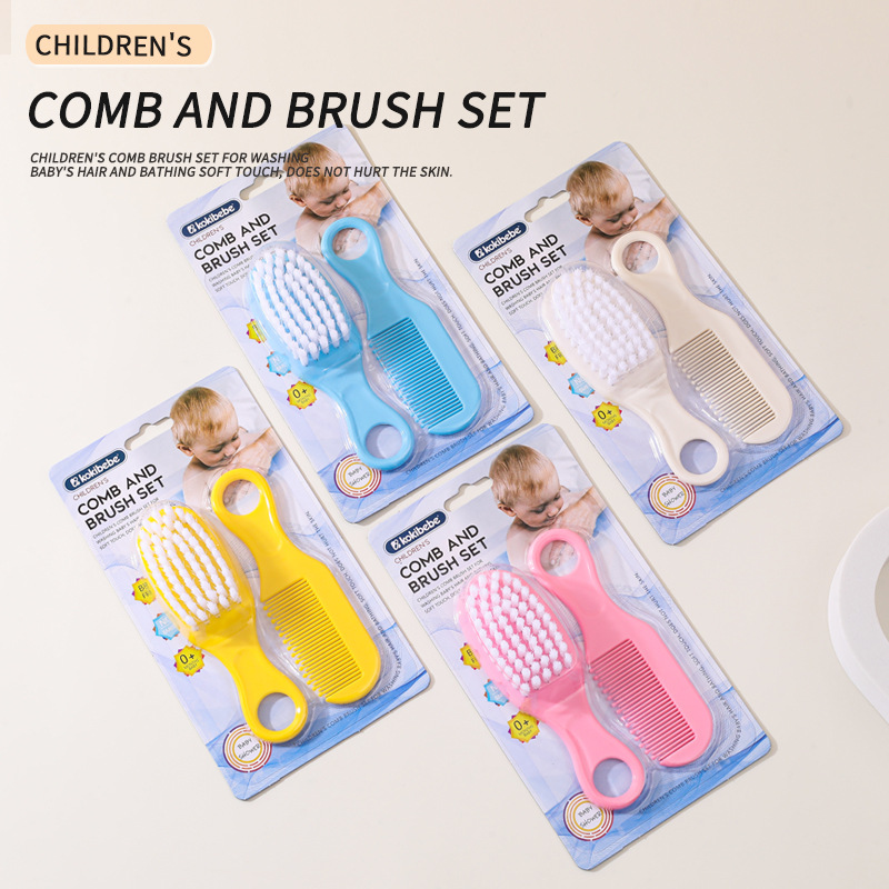 Hair Care Baby - ベビーヘアブラシコーム 2 ピース/セット新生児幼児ソフトヘアブラシヘッドマッサージコームセットベビーキッズヘアケア用品ポータブル
