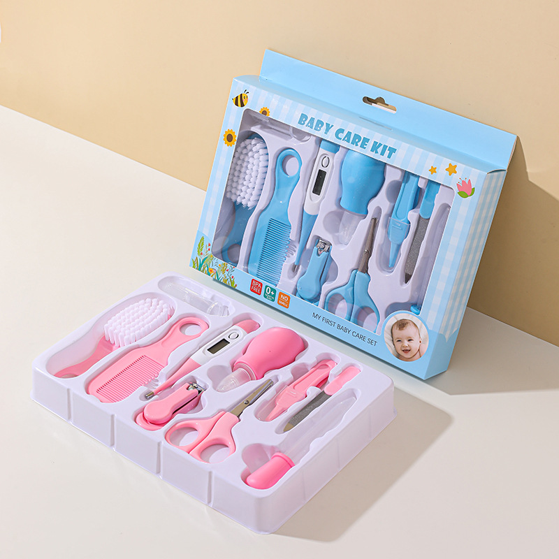 Hair Care Baby - 10 個ベビーネイルトリマーケアセット子供の髪のヘルスケア温度計グルーミングブラシクリッパーおしゃぶり歯ブラシキットベビー必需品