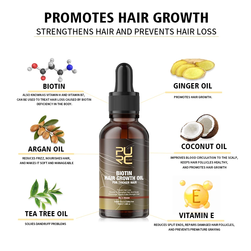PURC ビオチンヘアオイル育毛製品男性女性セット予防ハゲ脱 - Hair Care Essence Oil のレビューと価格