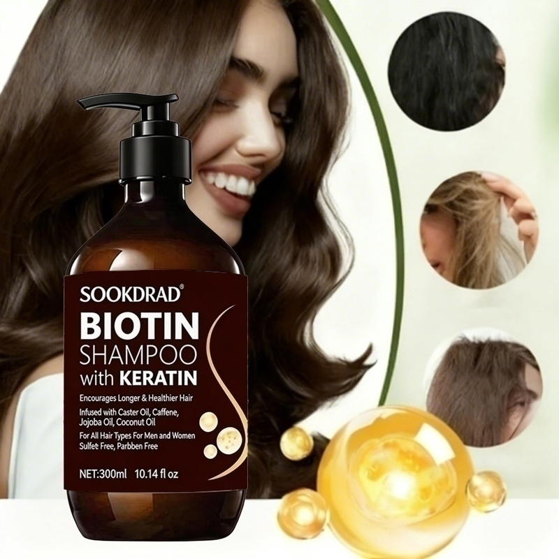 ビオチン ケラチン ヘアシャンプー、大容量 300ml、優し - Hair Care Keratin Shampoo のレビューと価格