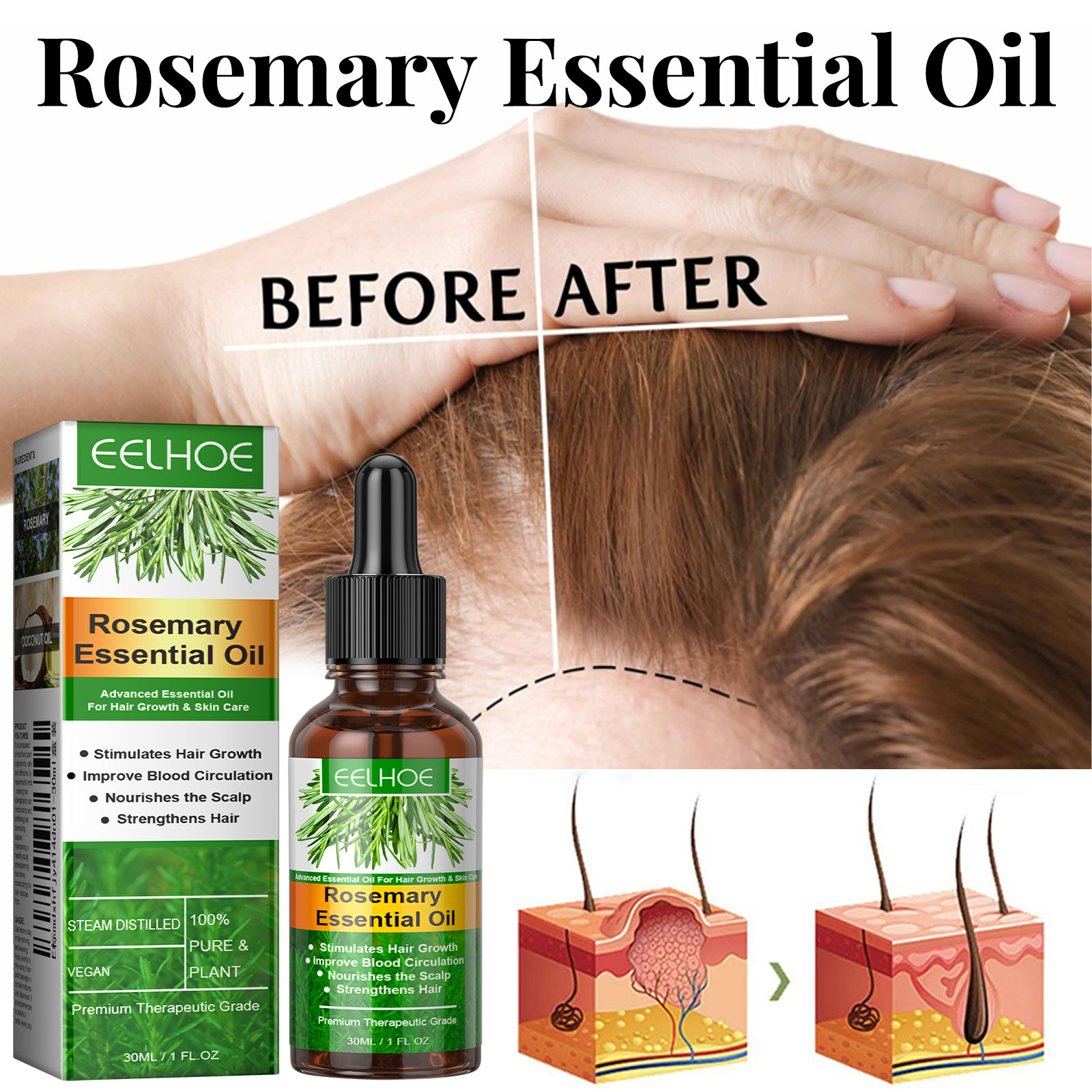 育毛血清高速成長ヘアケアセットエッセンシャルオイル濃密な再成 - Hair Care Essence Oil のレビューと価格