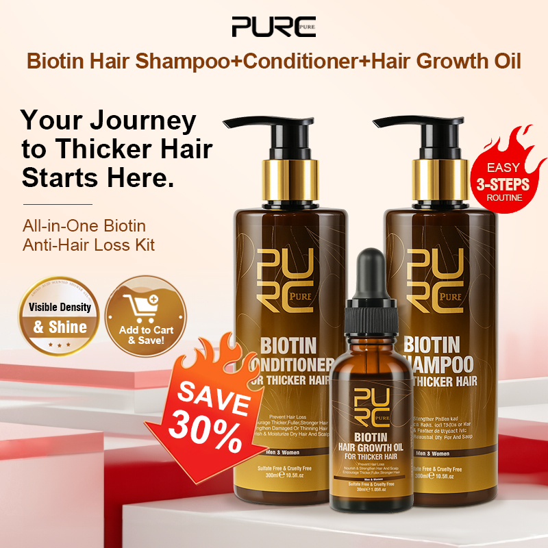 PURC ビオチン育毛オイルシャンプーコンディショナーセット - Hair Care Keratin Shampoo のレビューと価格